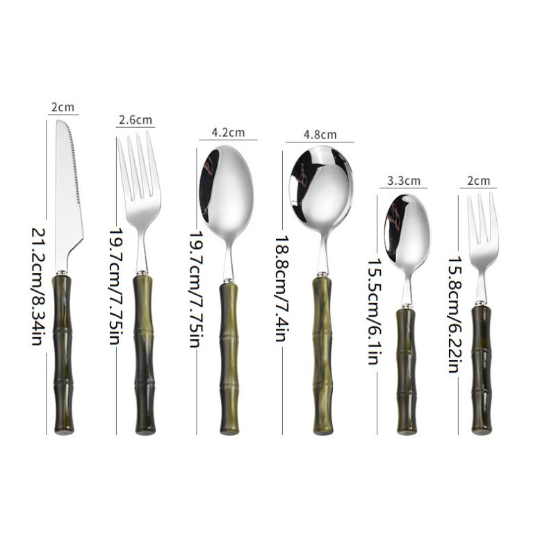 Bamboo Cutlery - Cubertería de acrílico con mango de
