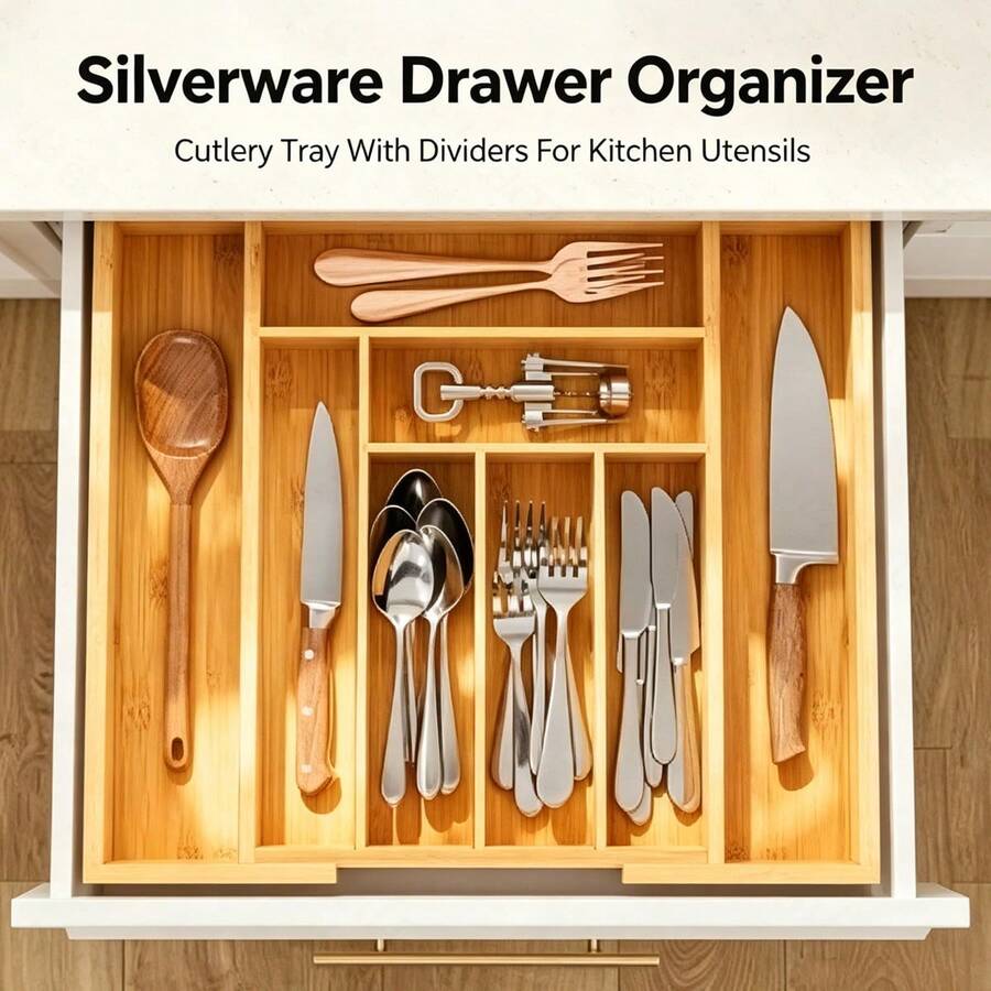 Organizador de cajones de bamb - Bamboo Cutlery reseña y precio